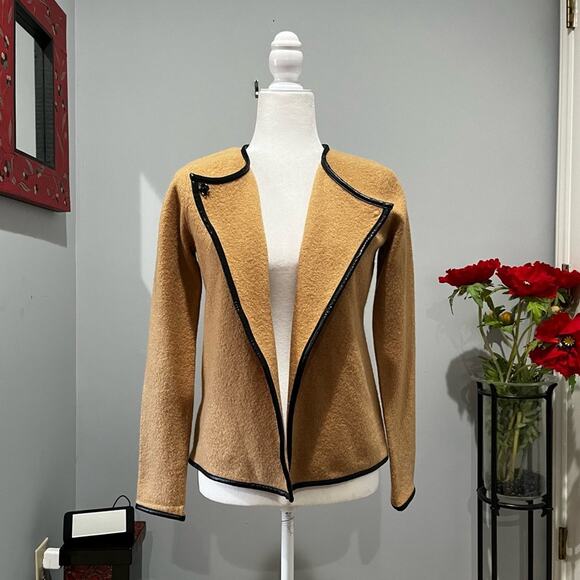 NEW Ann Taylor Wool Two Tone Asymmetrical Academia Blazer Sweater Jacket XSP - Picture 3 of 16